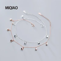 miqiao 925 sterling silver anklets for women ornament bracelet on the leg female simple glossy small square fashion foot jewelry