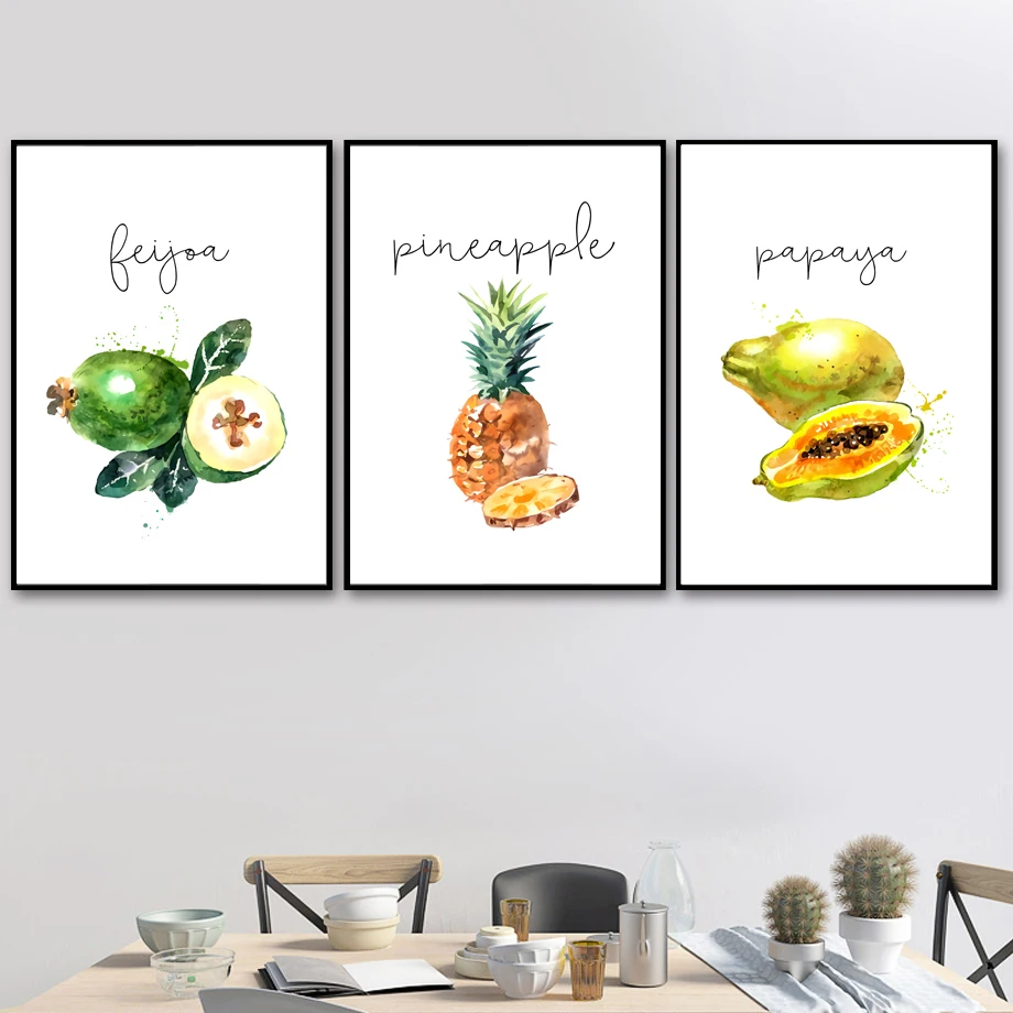 Настенный декор для кухни Картина на холсте с изображением яблока лимона груши