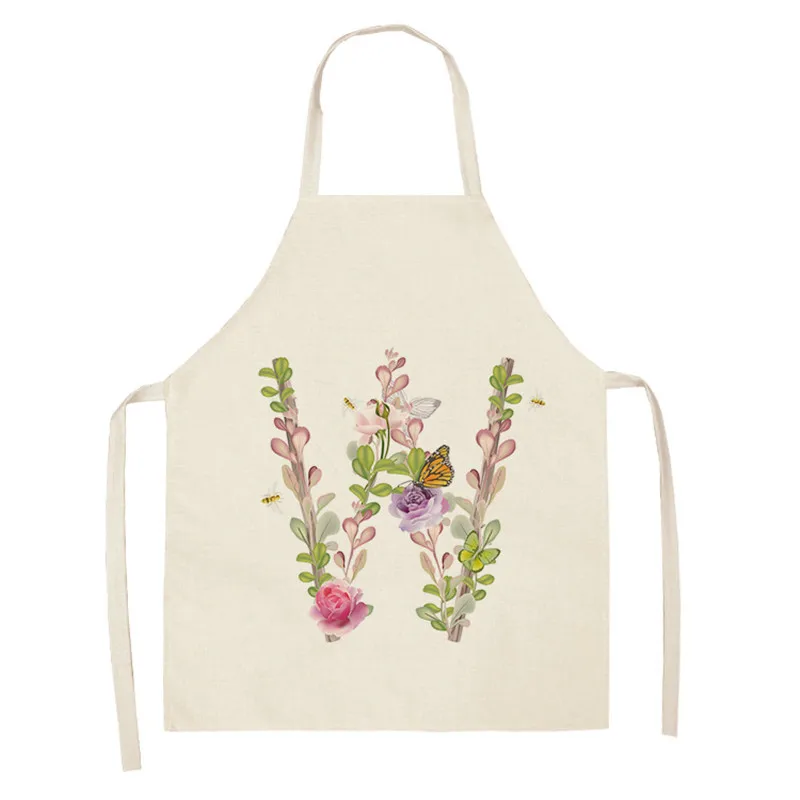 Льняной фартук с цветами бабочкой надписью Кухонный Фартук принтом инструмент