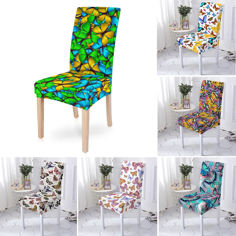 

Butterfly Computer Dining Elastic Chair Cover Spandex Stretch Seat Covers For Wedding Hotel Kitchen Living Room
