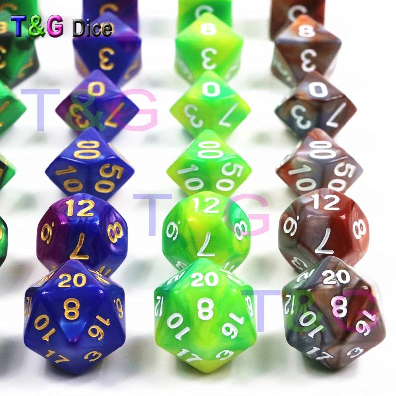Высокое качество хит 7 шт. смешанные цвета набор игральных костей Gemini с эффектом