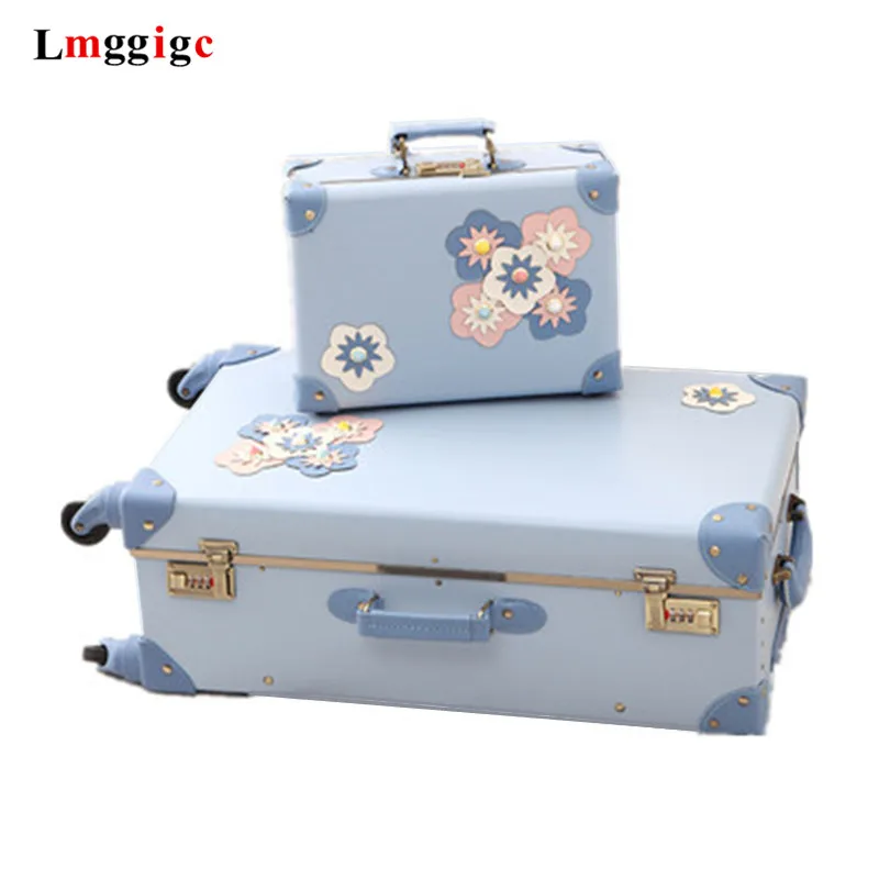 Женский багаж на колёсиках набор с сумочкой алюминиевая рама + PP PU кожа дорожный