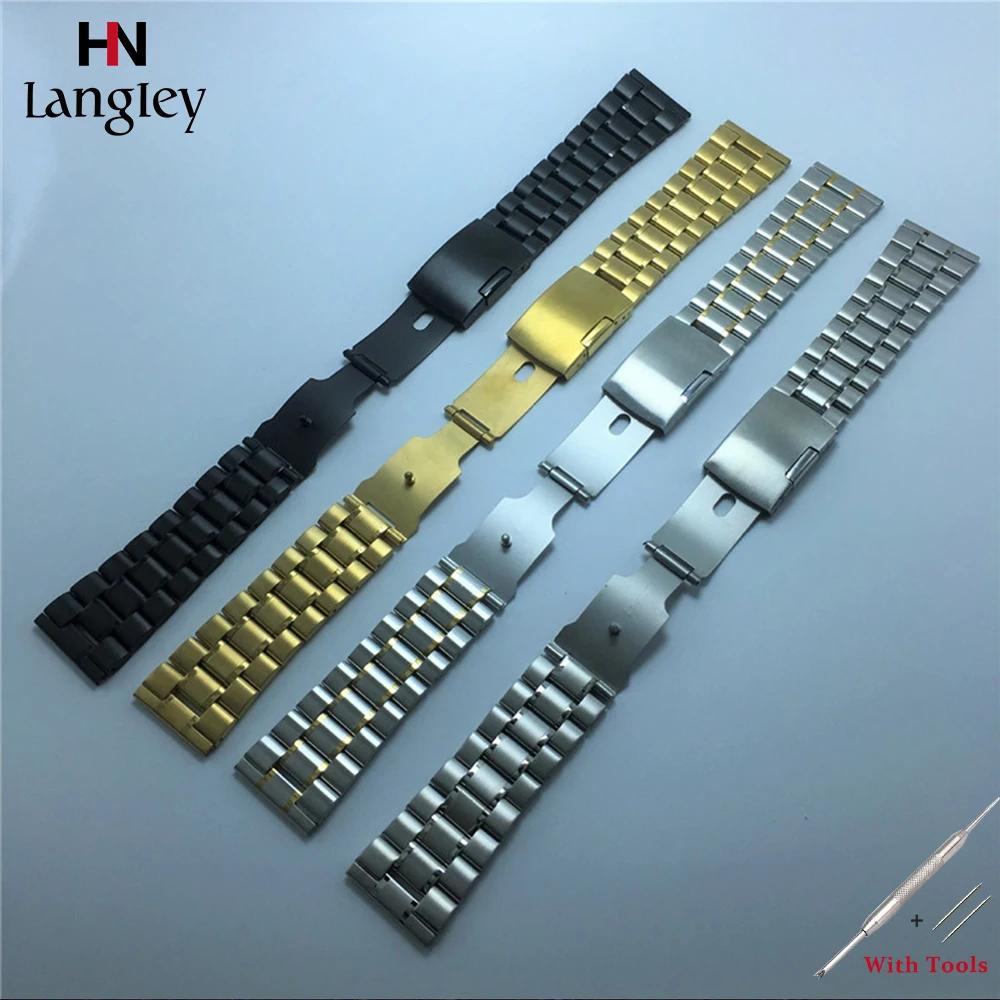 

Solid Stainless Steel Watchband For Men Women Watches Metal Straps 14mm 16mm 18mm 19mm 20 21mm 22 24mm 26mm Folding Buckle Band