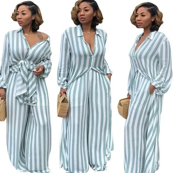 Желтый полосатый Женский комплект из двух предметов осень 2018 плюс размер