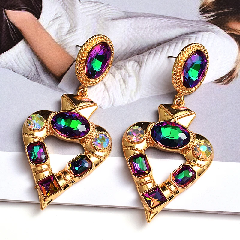 

Statement Long Metal Colorful Crystal Dangle Drop Earrings High-Quality New Design Fashion Jewelry Accessories For Women