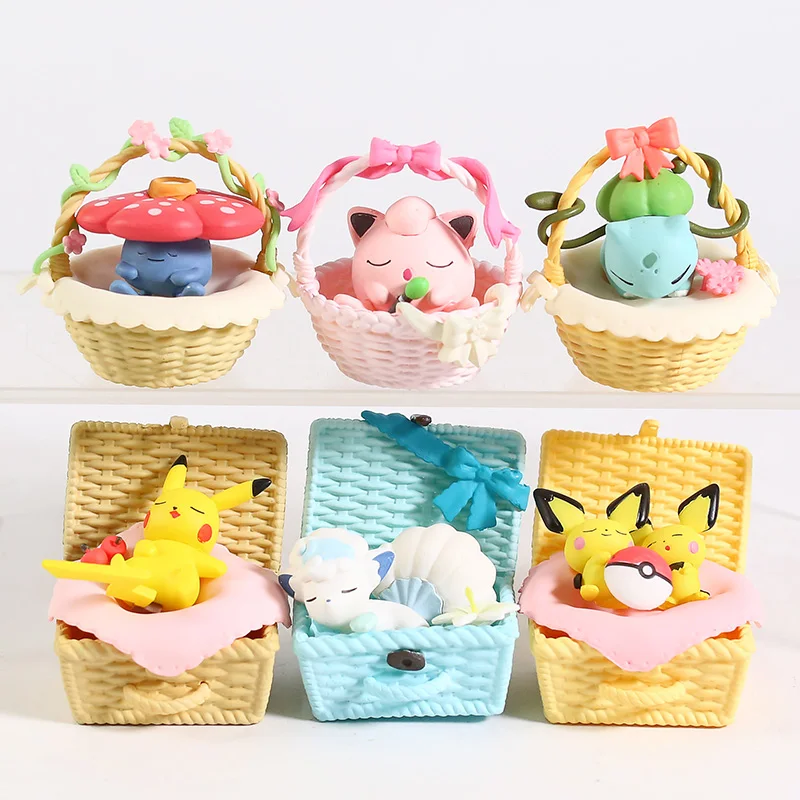 Покемон Utatane корзина Vulpix Pichu Jigglypuff Бульбазавр Vileplume ПВХ Фигурки игрушки 6 шт./компл.
