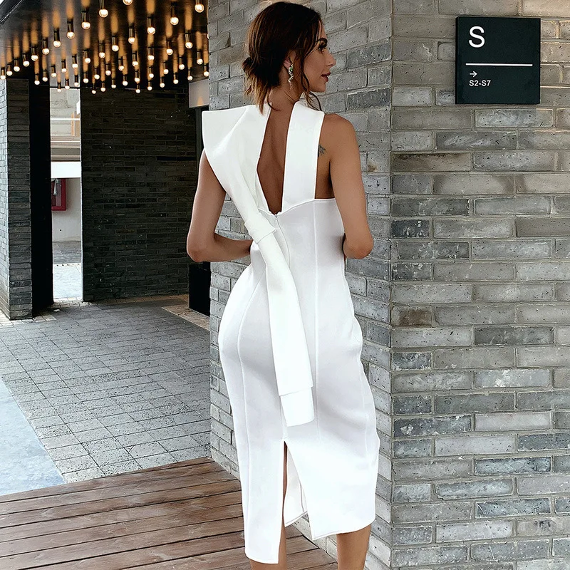 

2 Colors White Dresses Women Bodycon Elegant Celebrity Fashion Christmas Party Dress Red Sexy Vestidos