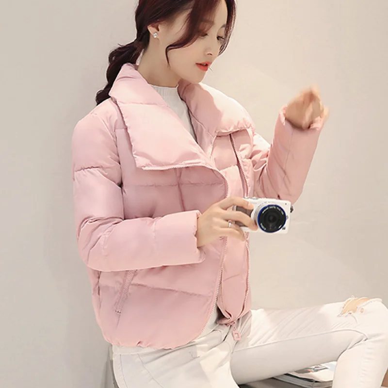 Женская зимняя парка, куртка, плотная короткая туника, пальто, теплая однотонная Водолазка с длинным рукавом, женские парки, повседневные женские куртки