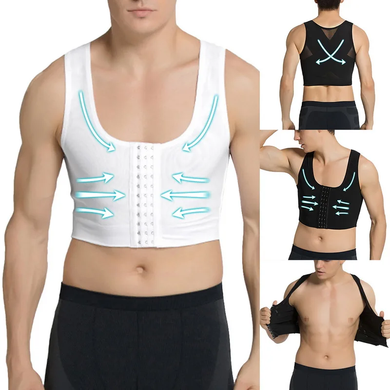 

Mens Slimming Short Body Shaper Chest Compression Shirt Abs Abdomen Undershirt Gynecomastia Waist Trimmer Sweat Vest
