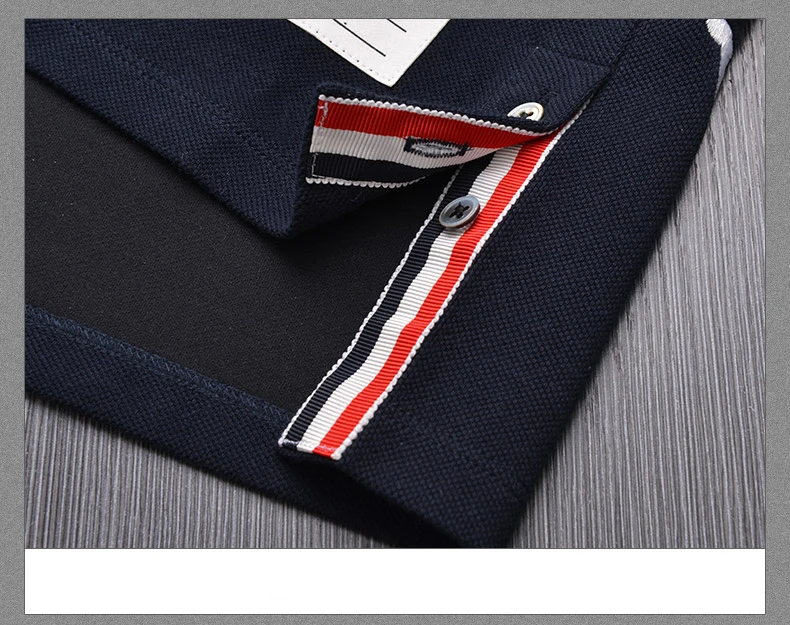 

2021 Fashion TB THOM Brand Polo Shirts Men Casual Slim Fit Cotton Polo shirt Summer Short Sleeve Puppy Embroidery Polo Clothing