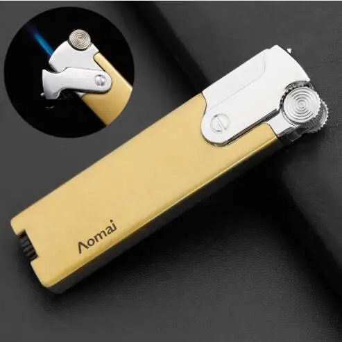 

New Grinding Wheel Type butane gas Inflatable Direct Punch Lighter Creative Fixing Metal Windproof smoking accessory