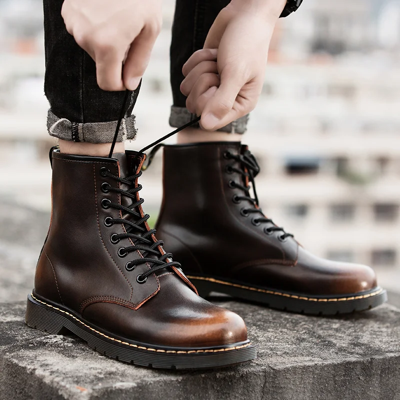 Кожаные мужские Ботинки Martin ботинки Мужская зимняя обувь модная мужская 2019