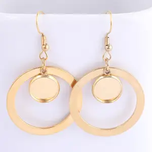 6 шт., позолоченные серьги-кабошоны из нержавеющей стали, 10 мм