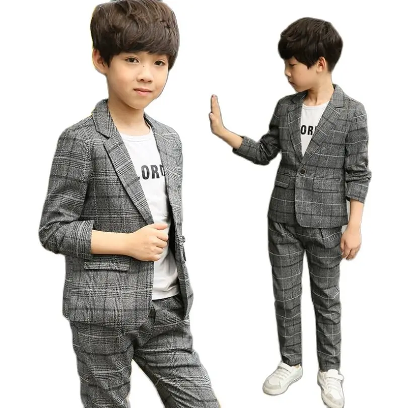 Spring boys clothes children Western-style Clothes Boys Cotton formal suits 2 pcs/set kids party jacket+pants | Детская одежда и