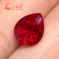 pear shape artificial ruby dark red color natural cut including minor cracks and inclusions corundum loose gem stone