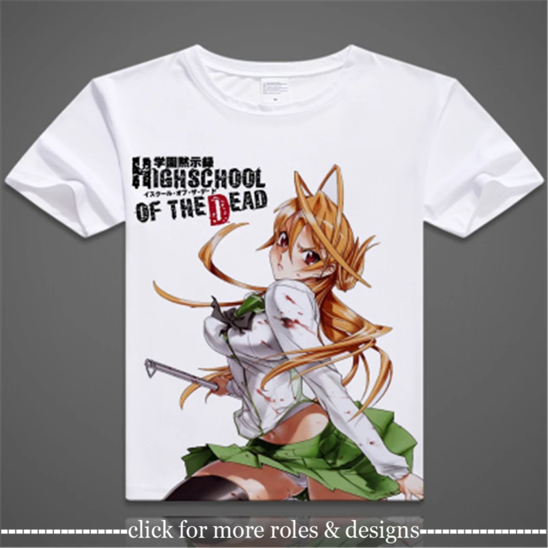

Highschool of the Dead Takashi Komuro Miyamoto Rei Busujima Saeko Cosplay Costume Cloth Adult Kids Child Short Sleeve T-shirt