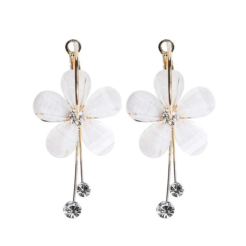 

Immortal Coloured Glaze Flower Eardrops Ear Clip Earrings Korean Temperament Long Fringe Earrings Female Exaggerated and