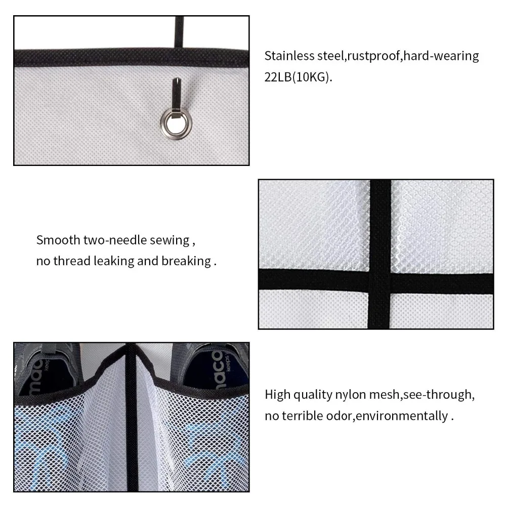 Over The Door Shoe Organizer 12 Large Mesh Pockets Hanging closet organizer Mesh Pockets Hanging Shoe Rack bag hanging