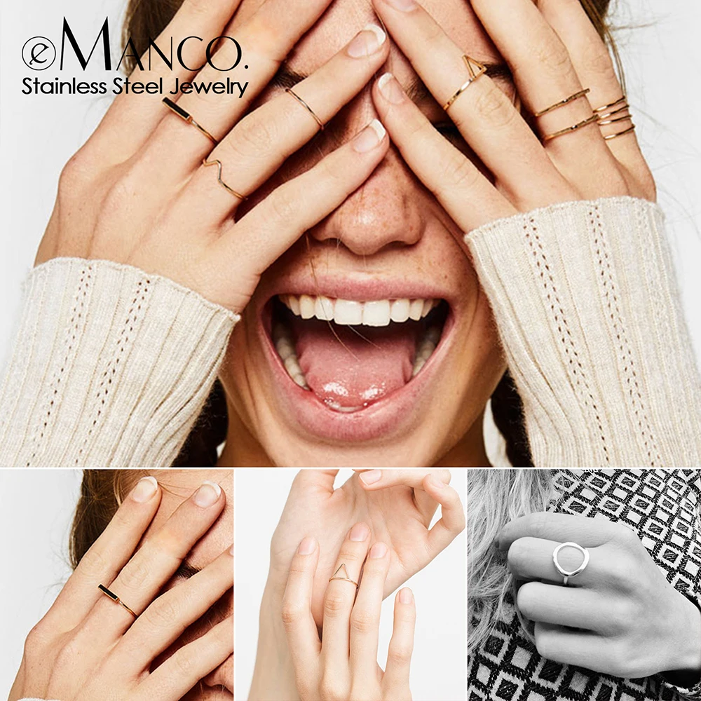 Женские кольца из нержавеющей стали eManco роскошные золотого цвета 316L простые