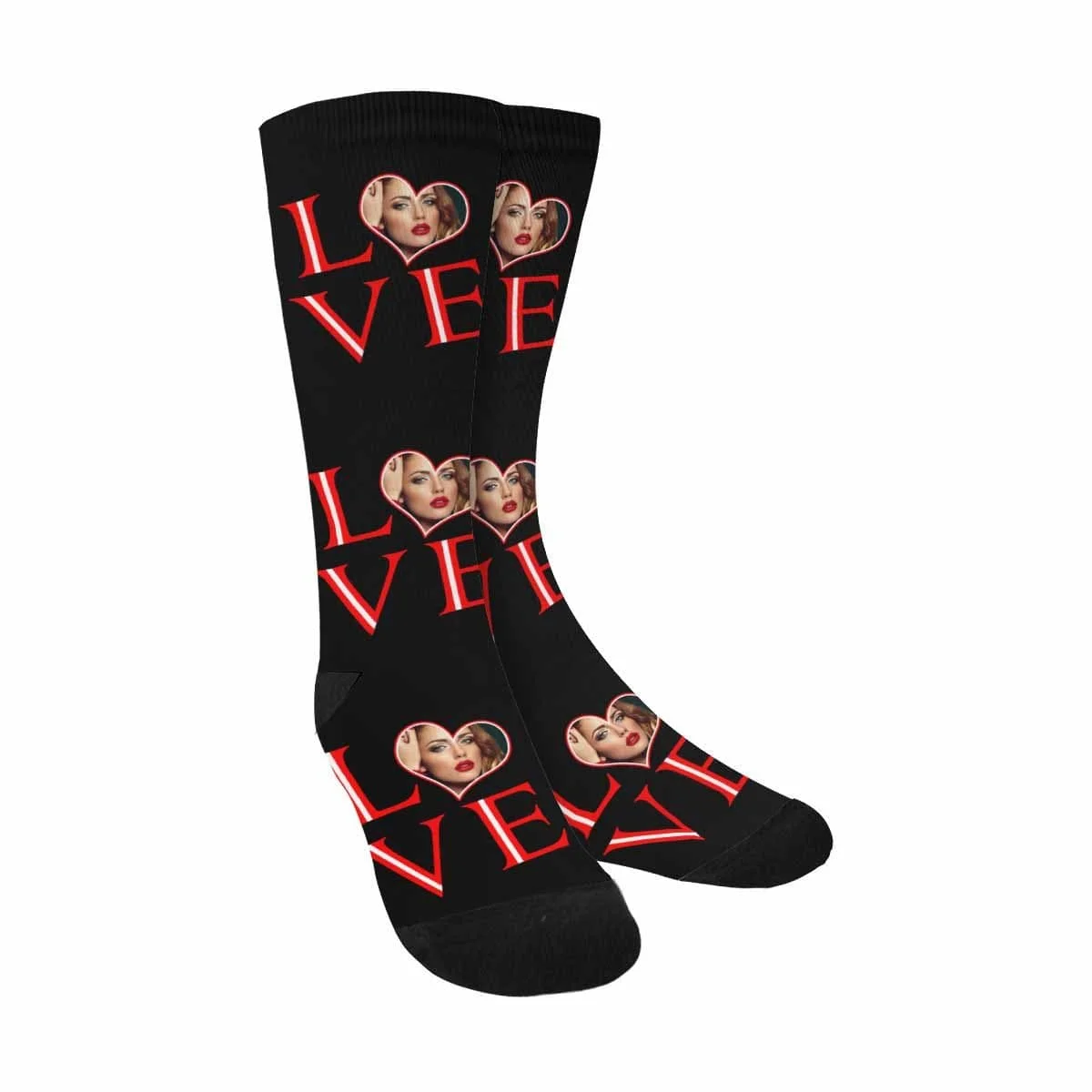 

Custom Face Love Letter Sublimated Crew Socks