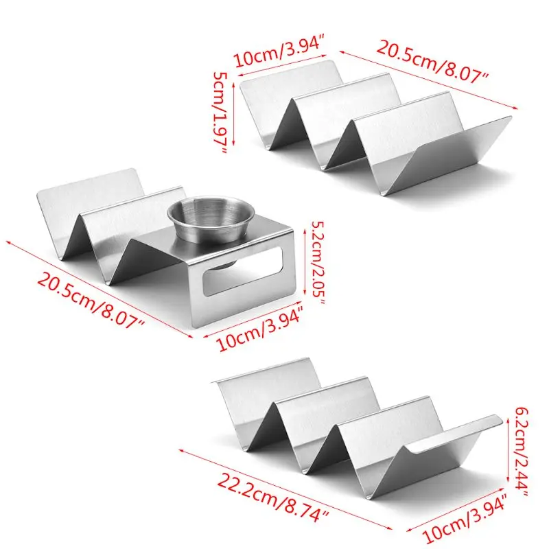 

Taco Holder Stands Stainless Steel with Easy-Access Handle, Oven, Grill, and Dishwasher Safe, Smooth Edge