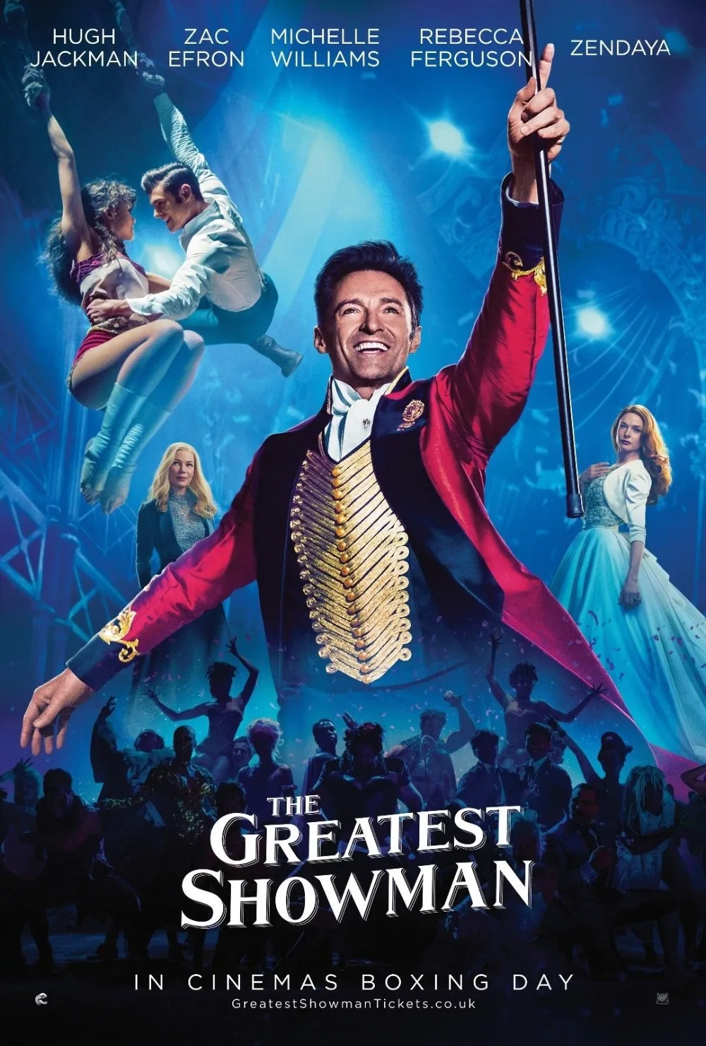 Шелковый постер The Greatest Showman Hugh Jackman Zendaya Zac Efron Настенная картина 24x36
