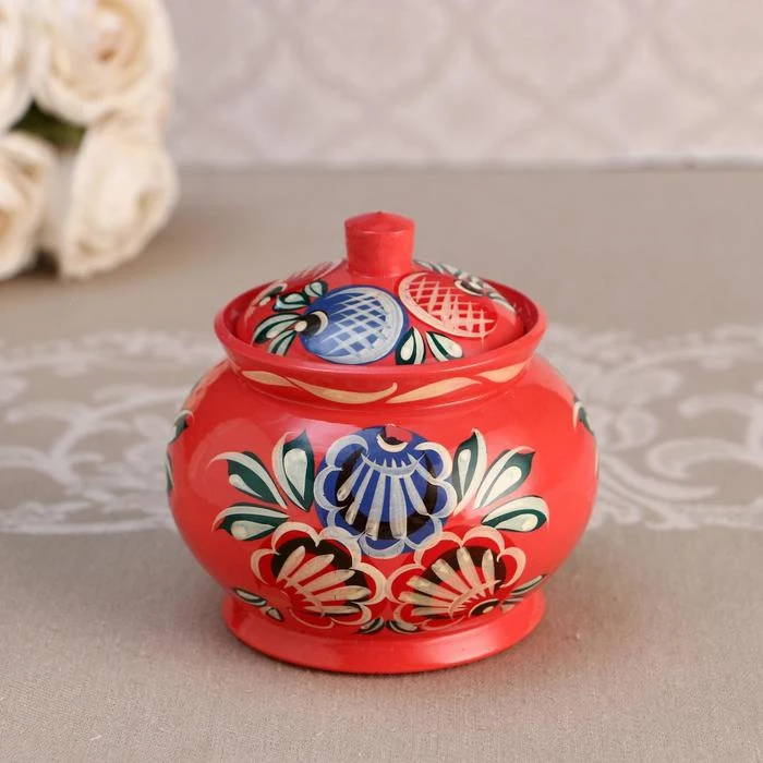 Сахарница вид 1 9х7 см городецкая роспись 4914170|Сахарницы и креманки| |