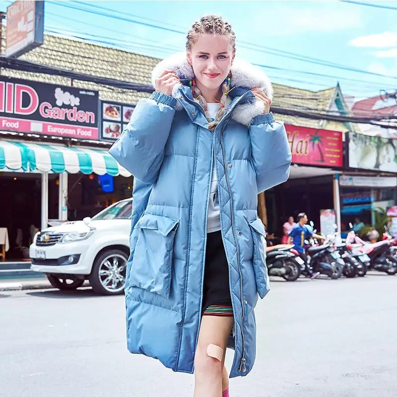 2019 зимние толстые пуховики с меховым воротником женские милые теплые длинные