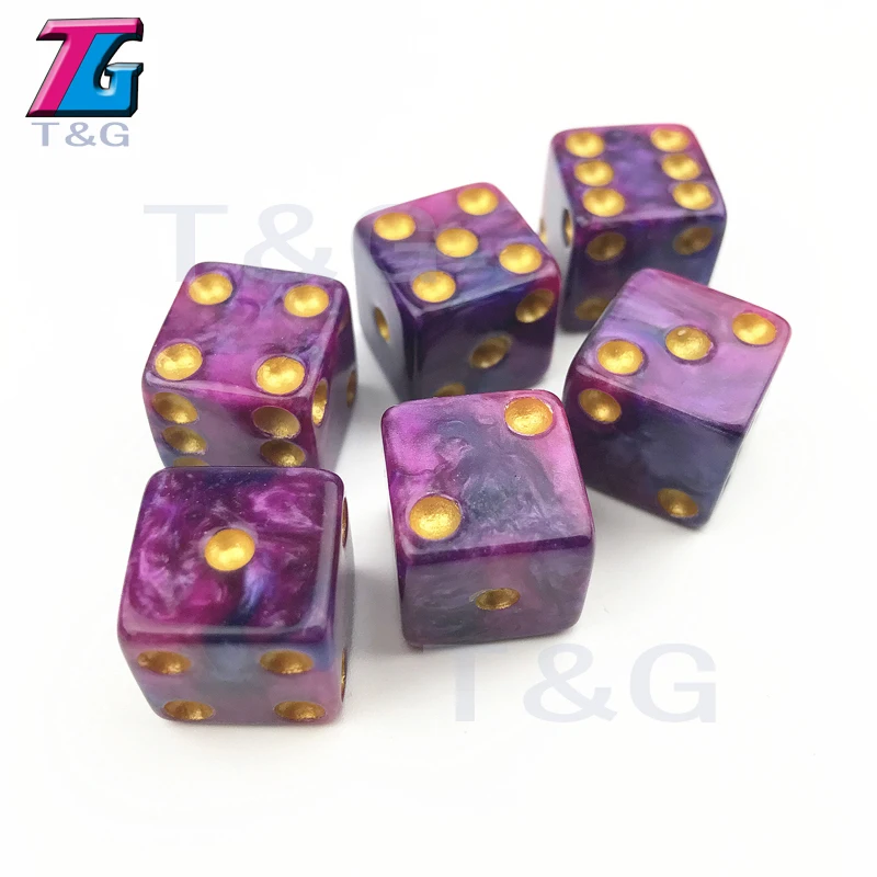 T& G игральные кубики Высокое качество 16 мм смешанный цвет Стандартный точки 6 шт./компл. D6 квадратный ролевая игра для Настольная игра