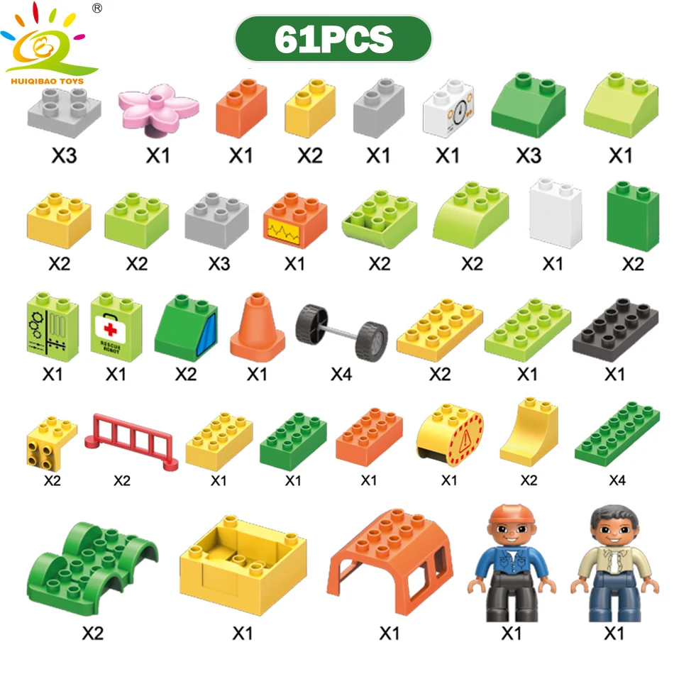 

61pcs Big Building Blocks City Jungle Rescue Transformed Robot Plane Mech Brick Set