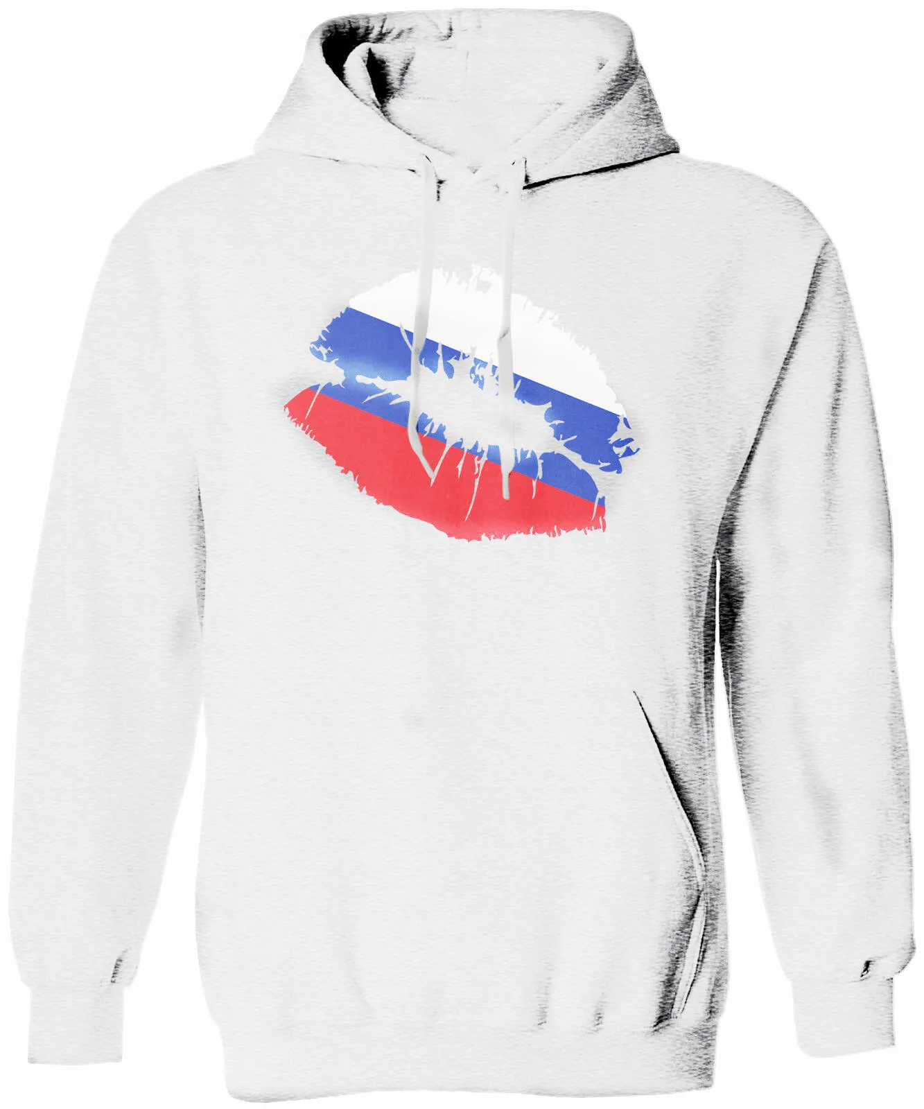 Мужская толстовка с русским флагом и губами поцелуем Rossiya | одежда
