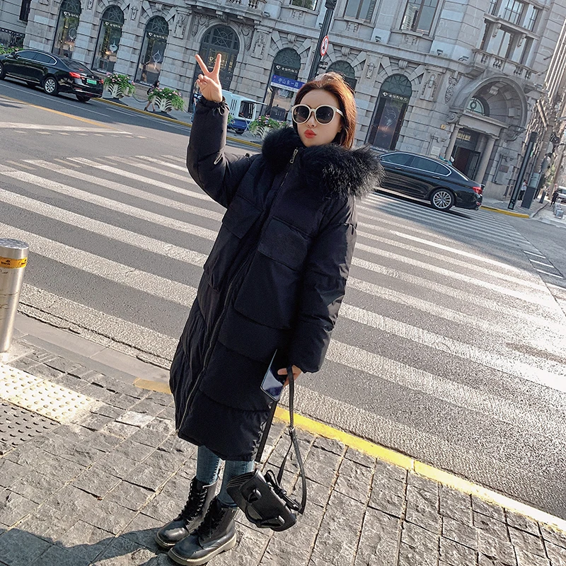 

Fur Collar Winter Jacket Women Slim Coat Fashion Female Stand Jacket Women Parka Warm Casual Plus Size Long Jacket Parkas