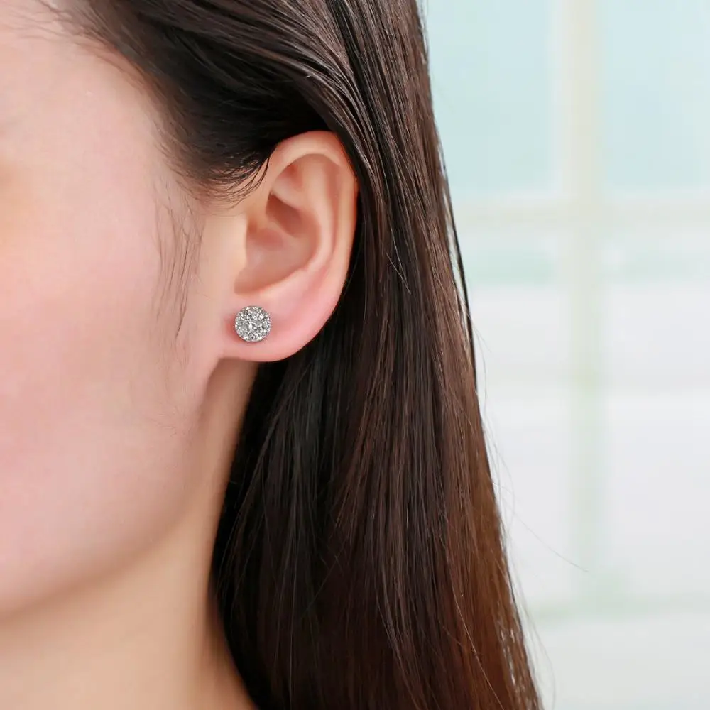 

Beritafon 925 Sterling Silver 8mm Round Druzy Stud Earrings Healing Agate Crystal Jewelry for Women or Girls