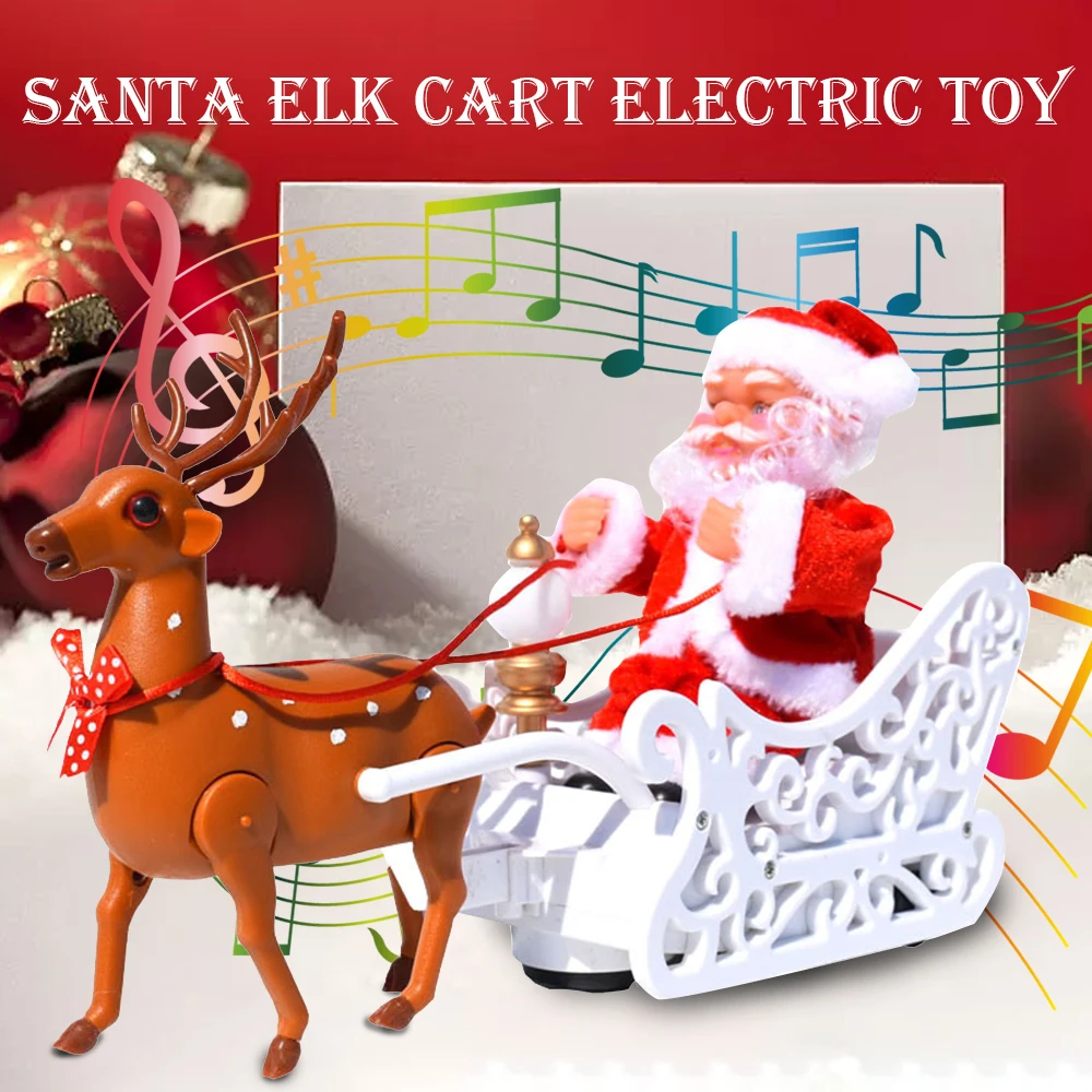 Рождественский Санта-Клаус электрическая игрушка с музыкальной куклой Лось сани