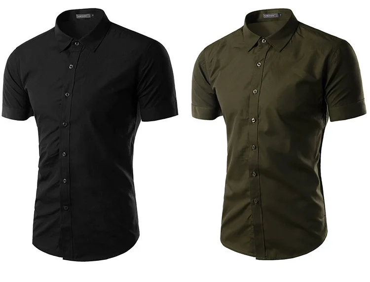 Мужская рубашка с коротким рукавом, приталенная, Camisa Social Masculina Chemise Homme, новинка, летняя мужская однотонная деловая рубашка 6537