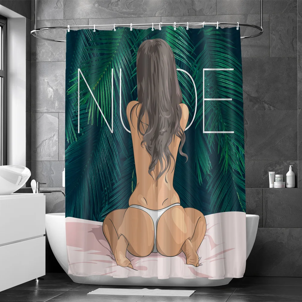 

Tropics Sexy Girl Princess Autumn Lake View Dinosaur Farm Vintage Mouse Poster Polyester Fabric Bathroom Shower Curtain Set