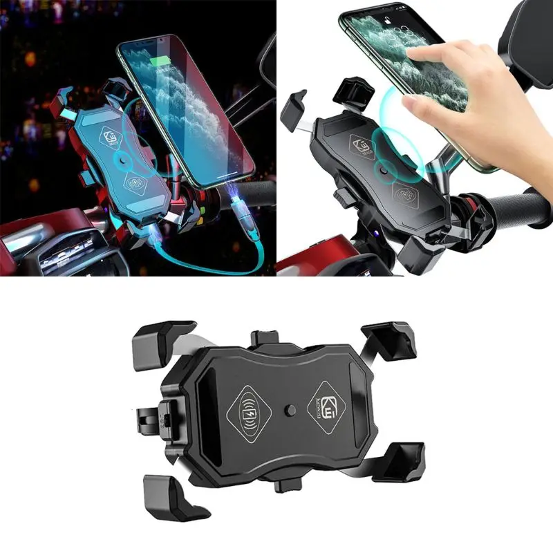 

12V Motorcycle QC3.0 USB Qi Wireless Charger Mount Holder Stand for Cellphone