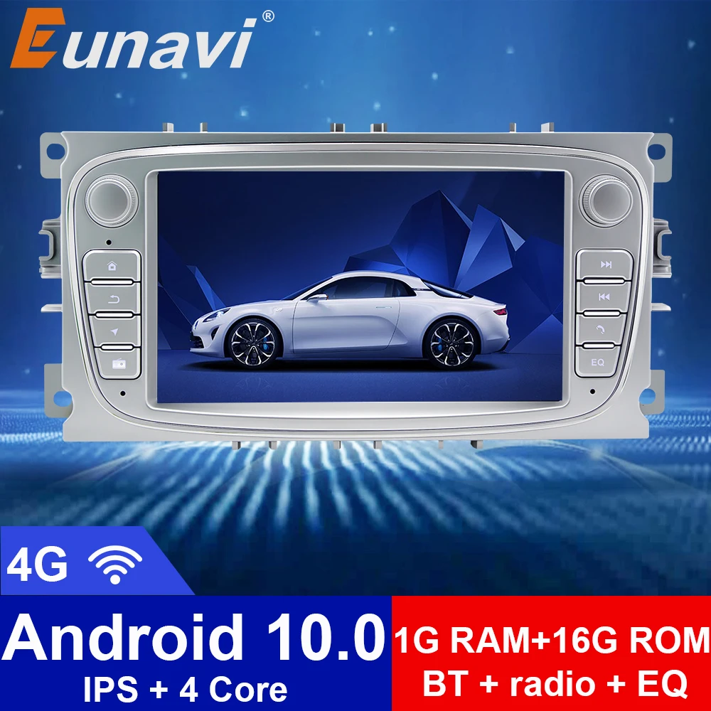 Автомобильный мультимедийный плеер Eunavi 2 Din Android 10 автомагнитола с GPS для Ford focus Mondeo