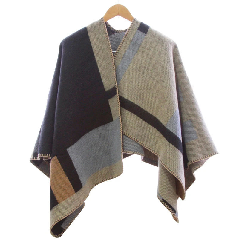 

2021 new Brand Women Poncho Monogramed Blanket Poncho Cashmere Wool Personalized initials Scarf plaid poncho cape winter poncho
