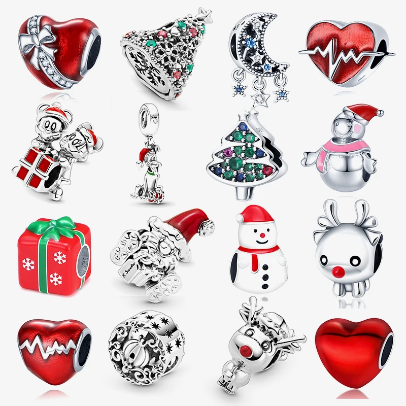 

Suitable for Pandora bracelet new S925 silver Christmas snowman deer bell pendant beads Christmas charm genuine DIY ladies gifts