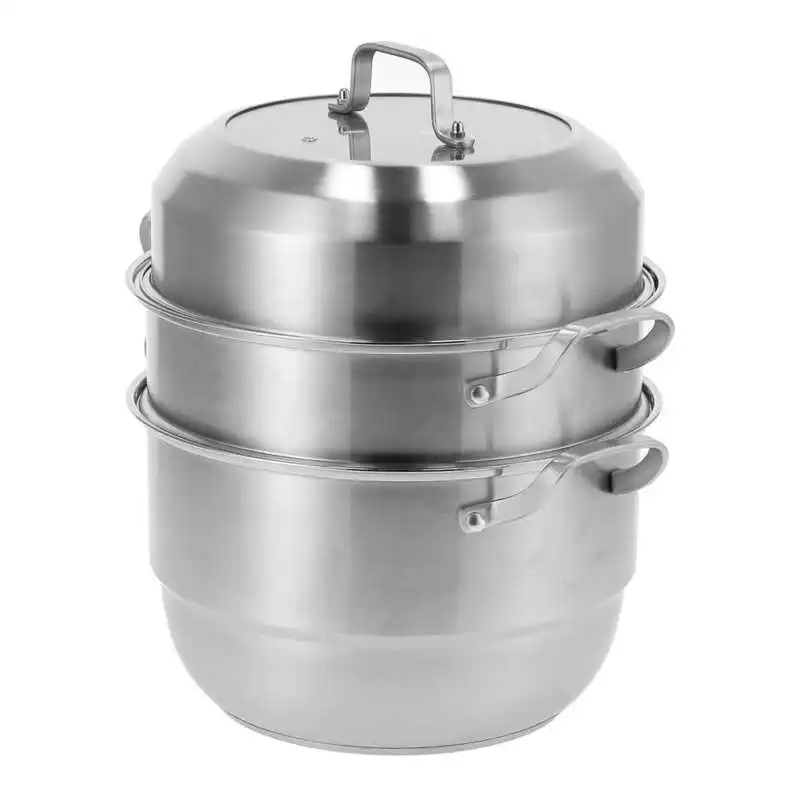 

Steam Cooker Multi-layer Cooking Pot Composite Bottom Stainless Steel 9L Large Capacity for Gas Stove