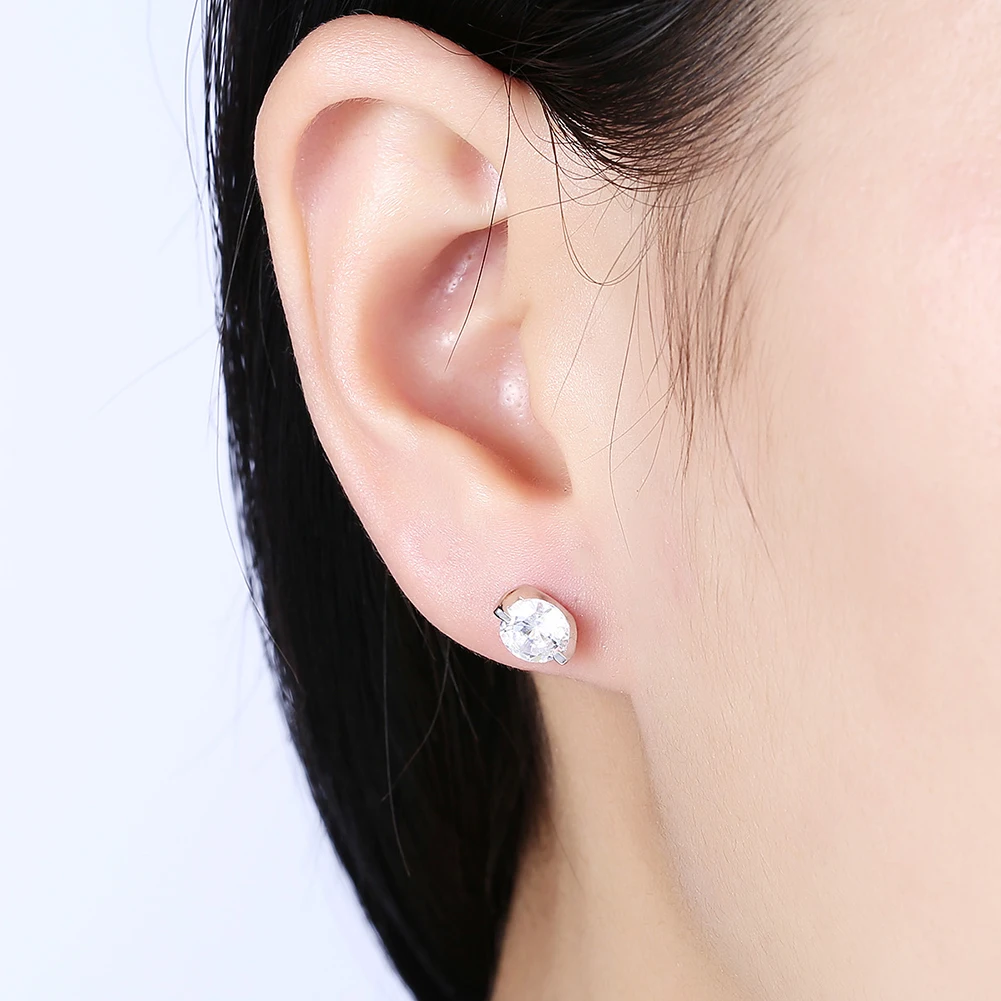 

ZEMIOR S925 Sterling Silver Women Earrings Cute 5A Cubic Zirconia CZ Stud Earring Shining Clearly Fine Jewelry Wholesale