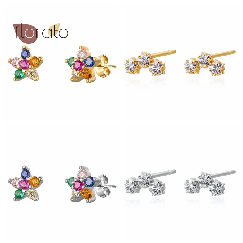 

Fashion CZ Earrings 925 Sterling Silver Ear Needle Exquisite Crystal Stud Earring Elegant Luxury Jewelry For Women Birthday Gift