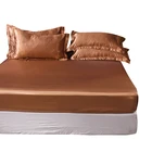 Простыня королевская и двуспальная, Шелковый Натяжной наматрасник, высококачественный однотонный чехол на резинке, стеганое покрывало