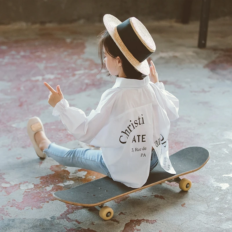 Рубашка для девочек 2019 г. Весенне-осенние корейские топы новая модная одежда