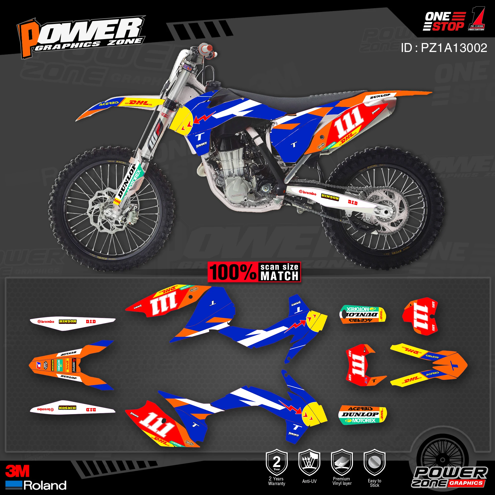 PowerZone Custom Team Graphics Backgrounds Decals 3M Stickers Kit For KTM SX SXF MX 13-15 EXC XCW Enduro 14-16 125 to 500cc 02 | Автомобили
