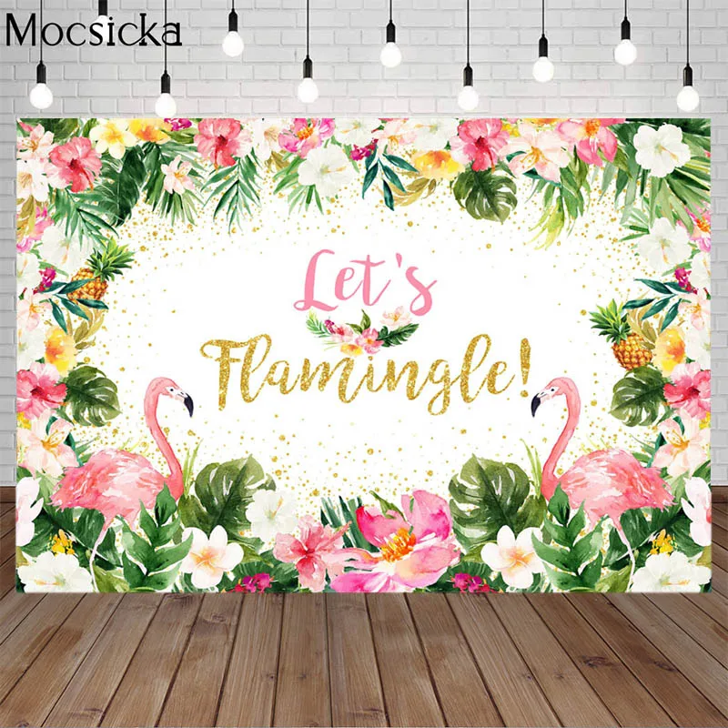 Давайте Фламинго летний фон для фотосъемки цветы тропические растения листья