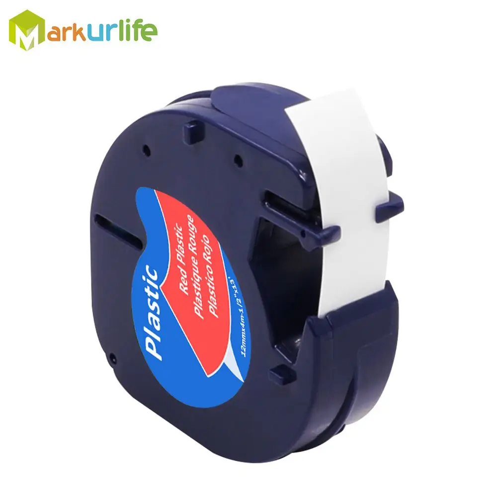 1 шт. совместимый для DYMO LetraTag запечатанных лент 12 мм 12267 91200 91201 92102 91203 91204 91205 для принтер для этикеток DYMO чайник - Цвет: Black on Red
