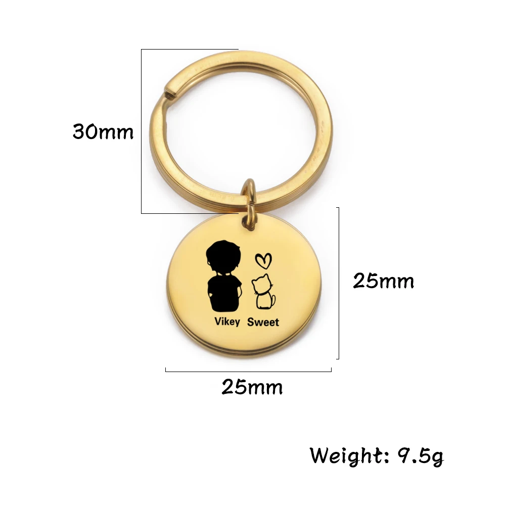 

Cazador Cute Personalized Dog Cat Boy Girl Family Names Keychain Stainless Steel Custom Keyring Birthaday Gifts Wholesale 2021
