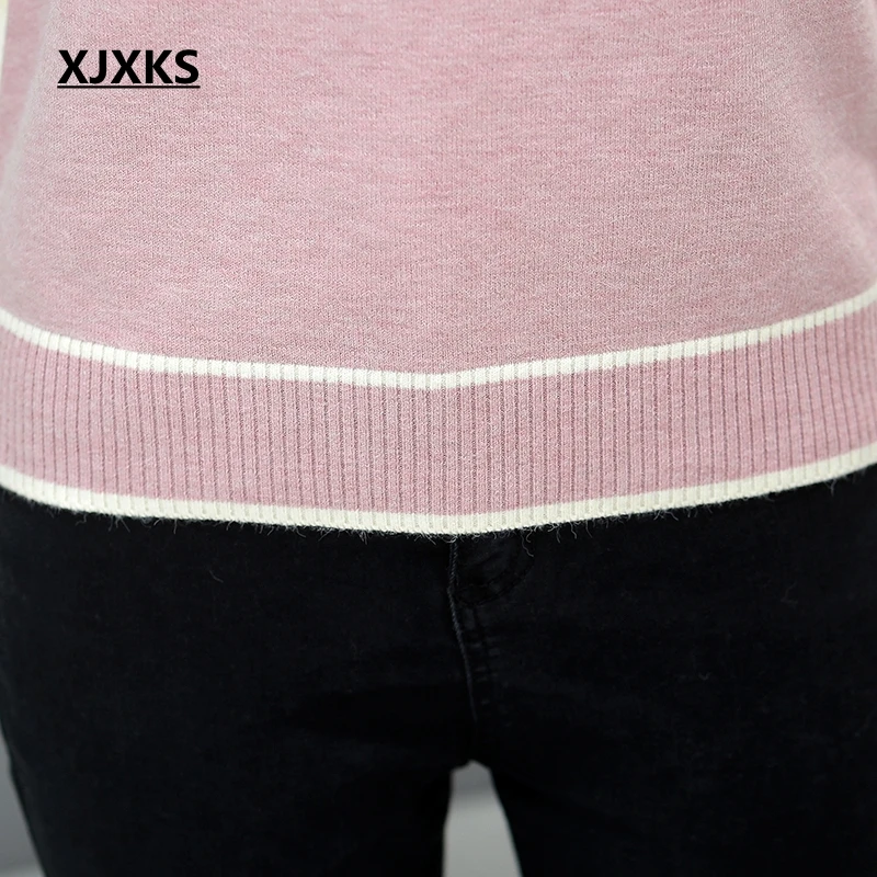 XJXKS, новинка, Зимняя мода, Pull Femme Hiver, хороший эластичный свитер, пуловер, Базовая рубашка, Топ с длинным рукавом, кашемировые свитера